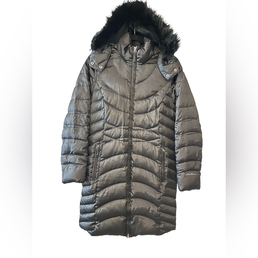 Eddie Bauer Long Down Puffer Coat – Faux Fur Hood (Women’s)